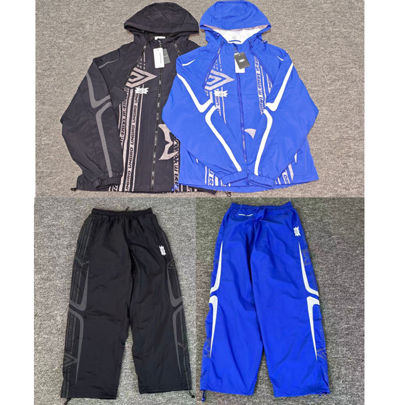 Vintage Windbreaker Nylon - جاكيت رياضي رجالي Y2K أزرق مخطط