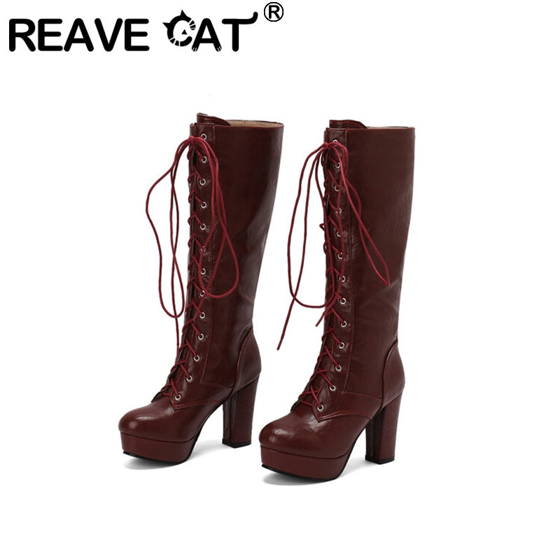 Vintage And Modern Fashion - REAVE CAT خمر النساء أحذية الركبة