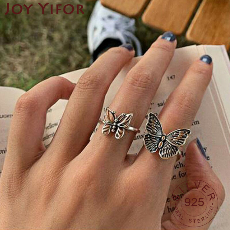 Vintage Fashion Rings For Women - خواتم فراشة من الفضة الإسترليني عيار