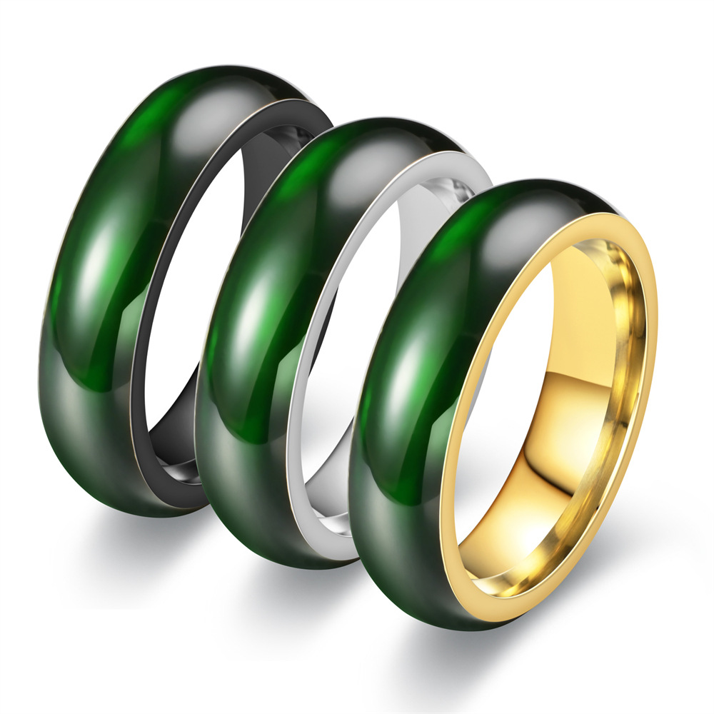 Vintage Fashion Rings For Women - أزياء خمر الاصطناعي الأخضر اليشم الفولاذ