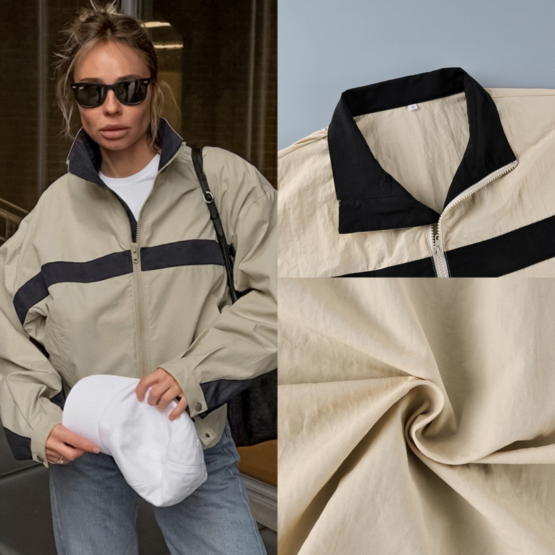Vintage Windbreaker Nylon - جاكيت نسائي واقٍ من الرياح بتصميم