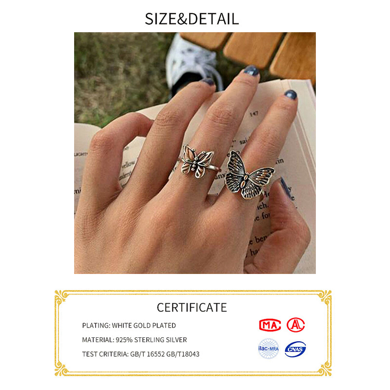 خواتم فراشة من الفضة الإسترلين - مراجعة Vintage Fashion Rings For Women وسعره