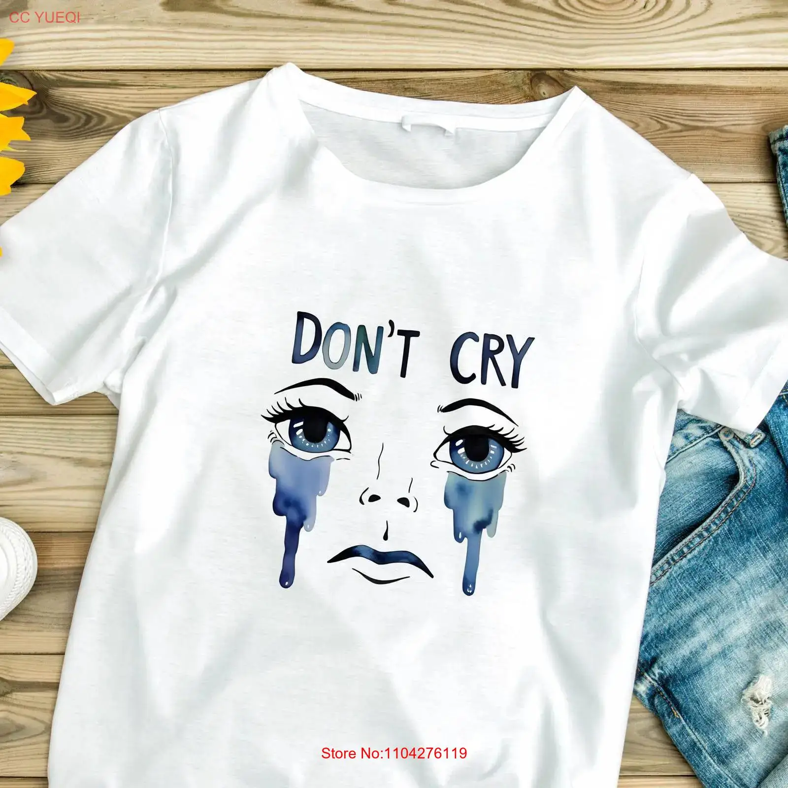 تي شيرت بتصميم 'Cry Quote' مع  - مراجعة Vintage Fashion Quotes Short وسعره